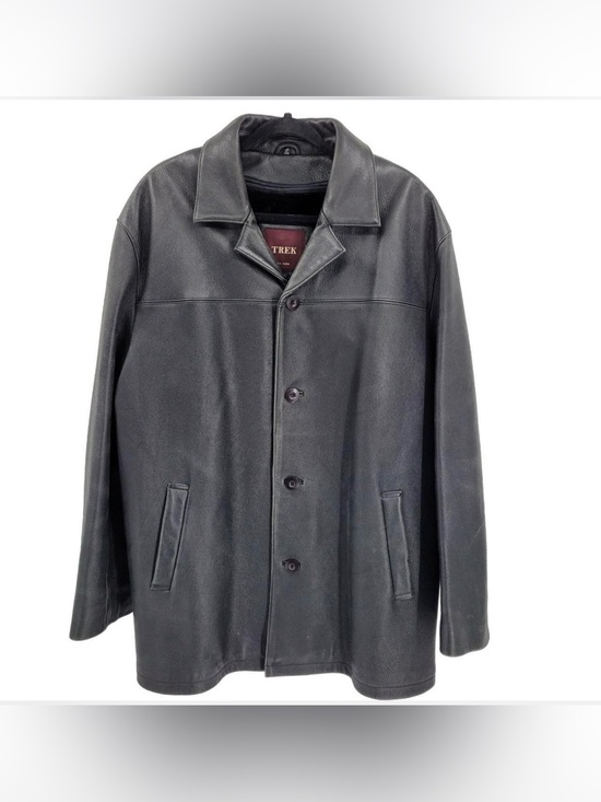 Trek Other - Vintage 1980’s Trek Black Leather Button-Front Men's Jacket 2XL